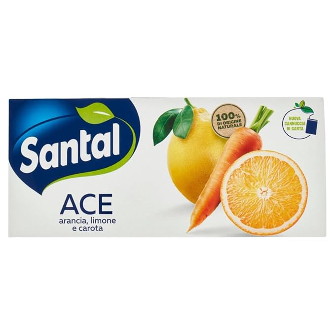 Santal 100% Natural Fruit Juice, No Added Sugar, Made in Italy (8x3 (24 Bottles), Orange Carrot Lemon)
