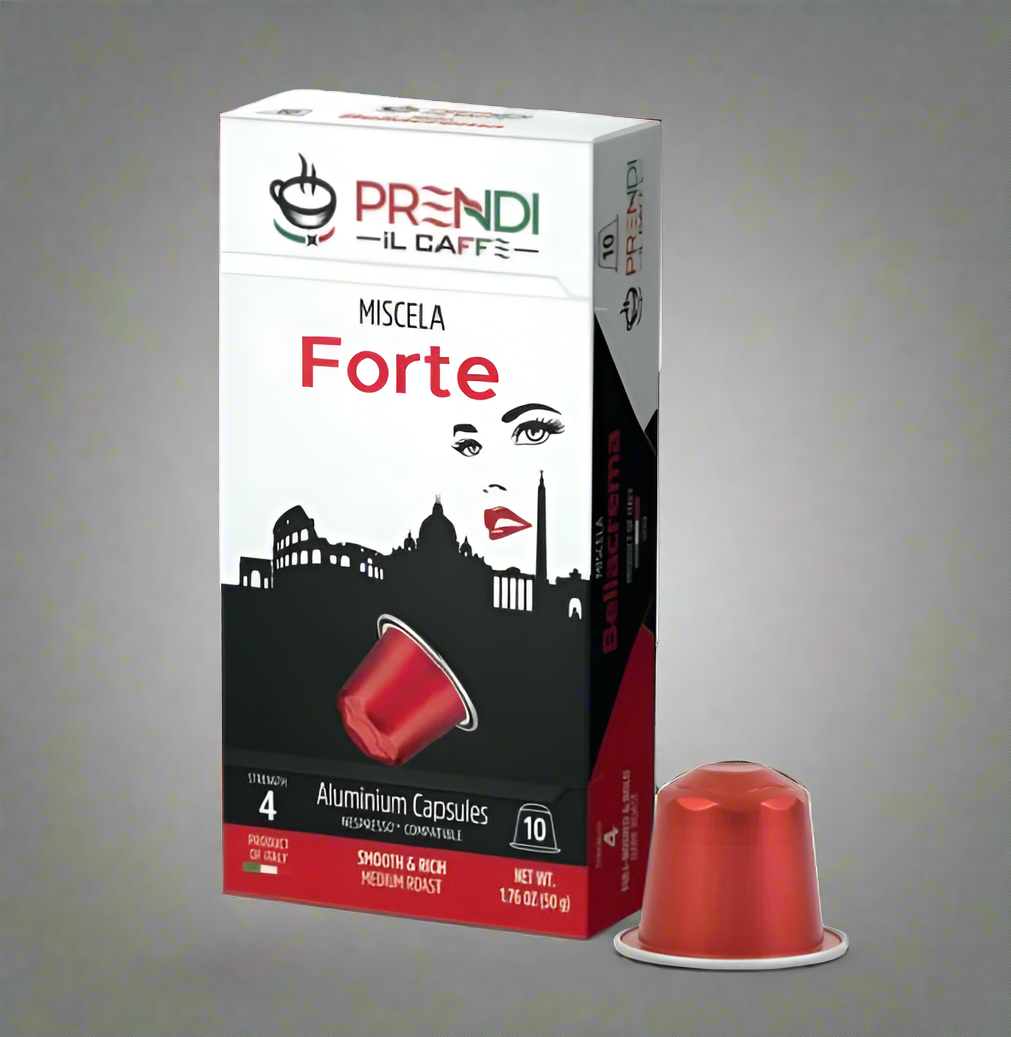 Prendi Il Caffè Miscela Forte coffee capsule packaging on a white background