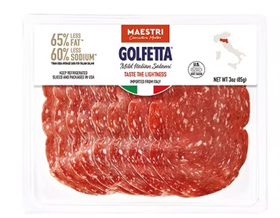 Golfera Pre Sliced Specialties 10/3oz. pk. Original Golfetta Salami.