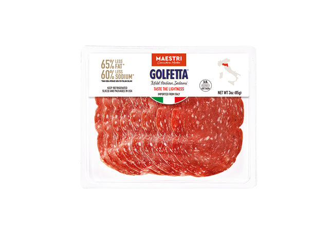 Golfera Pre Sliced Specialties 10/3oz. pk. Original Golfetta Salami.