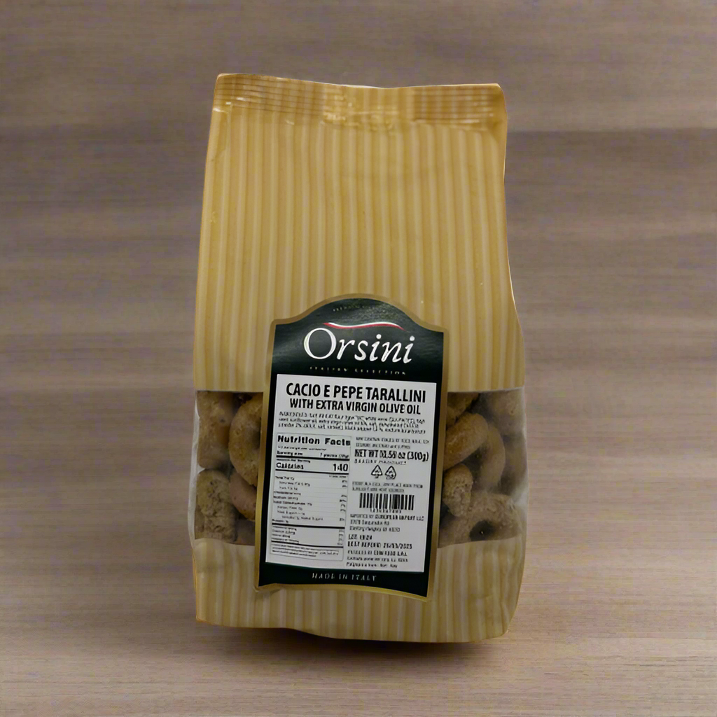Orsini pasta package with a label on a white background