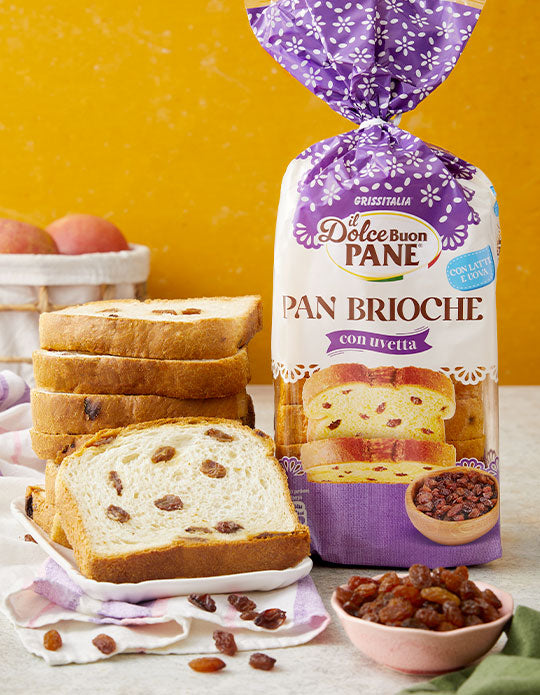 Grissitalia Bakery PAN BRIOCHE RAISIN BREAD Made in Italy.