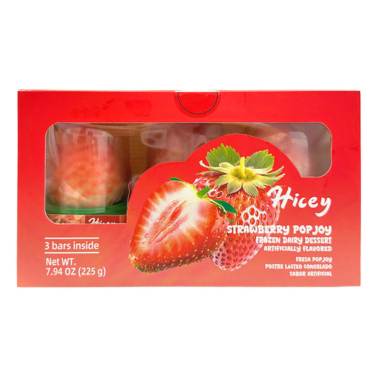Hicey Strawberry Popjoy Frozen Dairy Dessert 7.94 oz (3 bars) x 8.