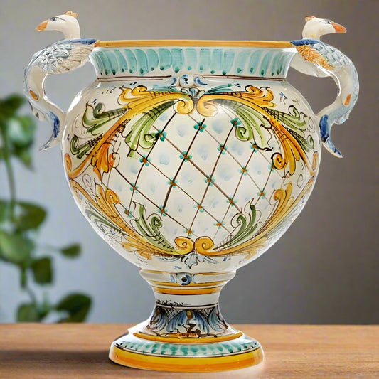 Sicilian Ceramic yellow Centerpiece. Made In Italy.