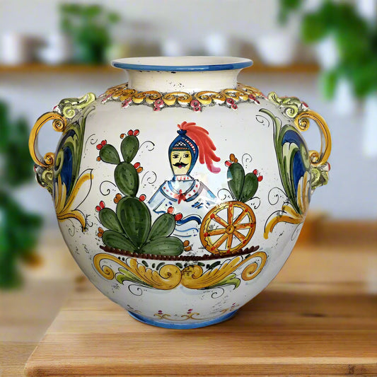 Sicilian Ceramic Flower Pot Stand. Made In Italy.