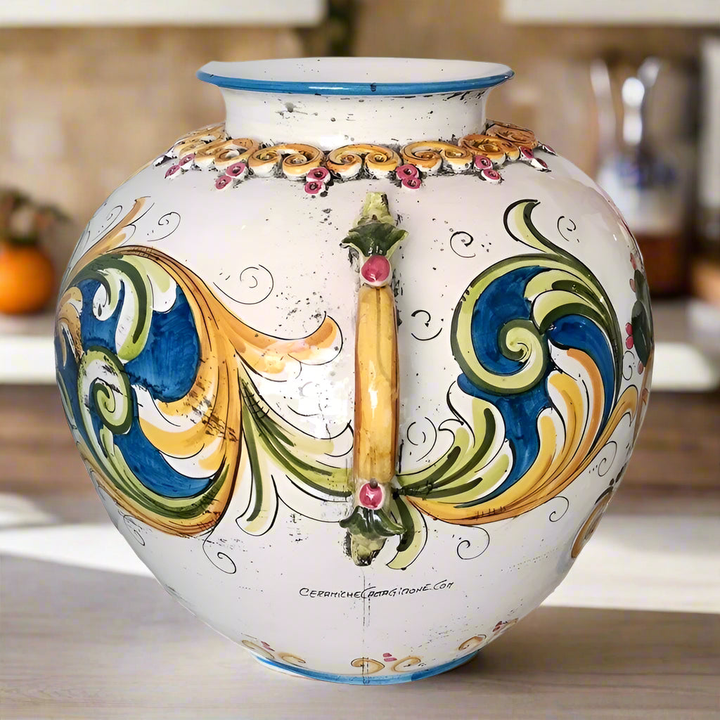 Sicilian Ceramic Flower Pot Stand. Made In Italy.
